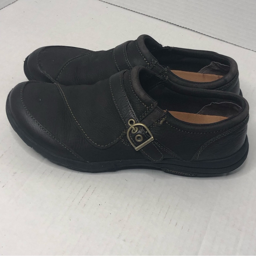 Merrell Shoes Womens 9 Dassie Buckle Brown Slip On Comfort Nubuck Leather - Picture 6 of 12